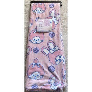 Monchhichi & Chimutan Pink Soft Plush Throw Blanket 50”x70” NEW